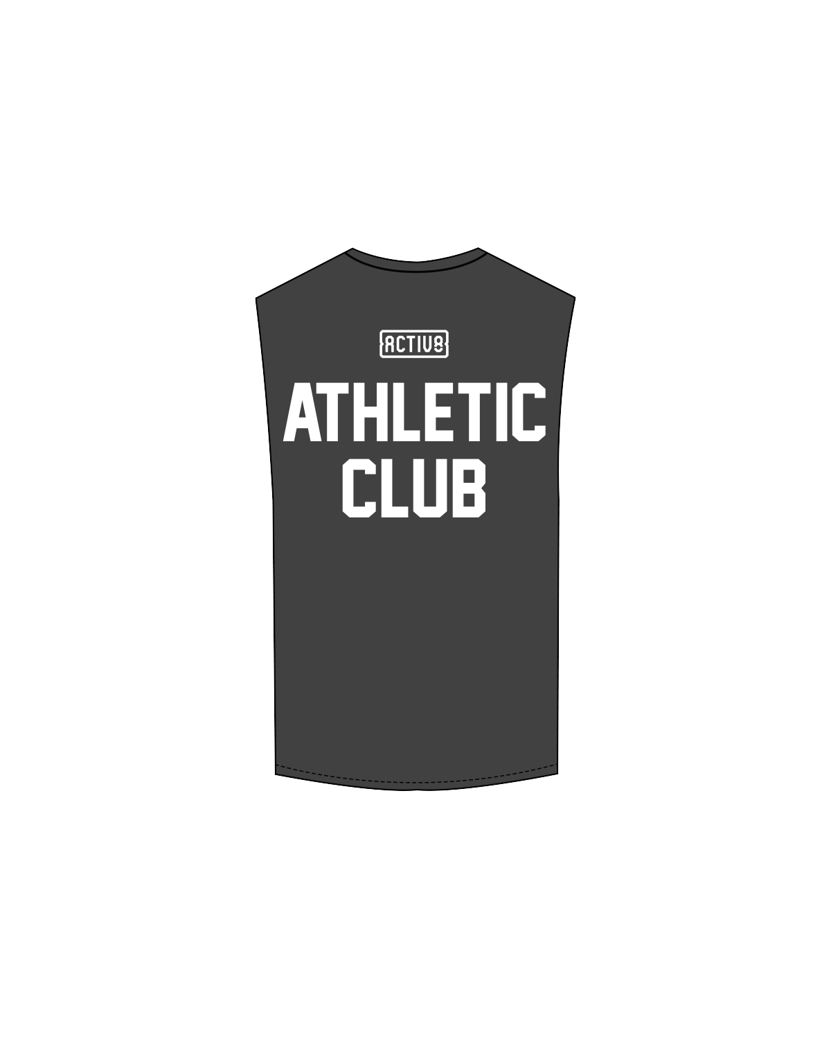 The Muscle Tank - Charcoal - Activ8 - Left Chest / Back - White