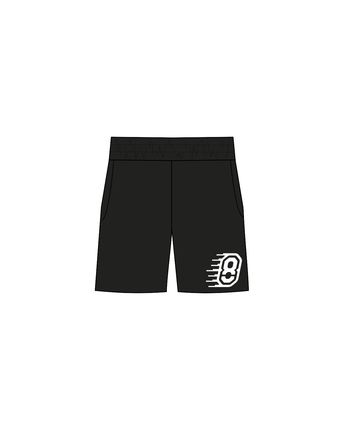 The Sweat Short - Black - Activ8 - Left Thigh - White 8 Logo