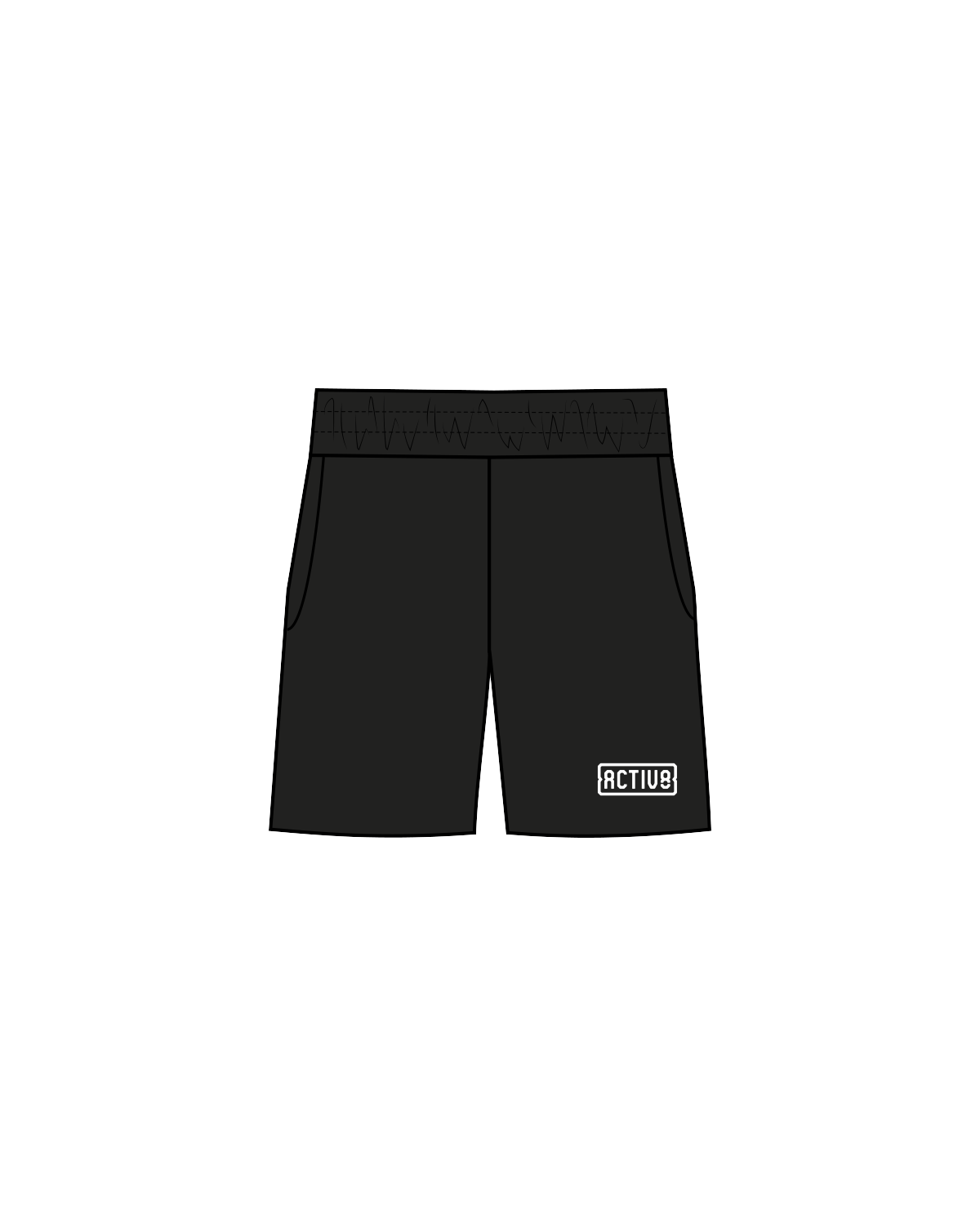 The Sweat Short - Black - Activ8 - Left Thigh - White Square Logo